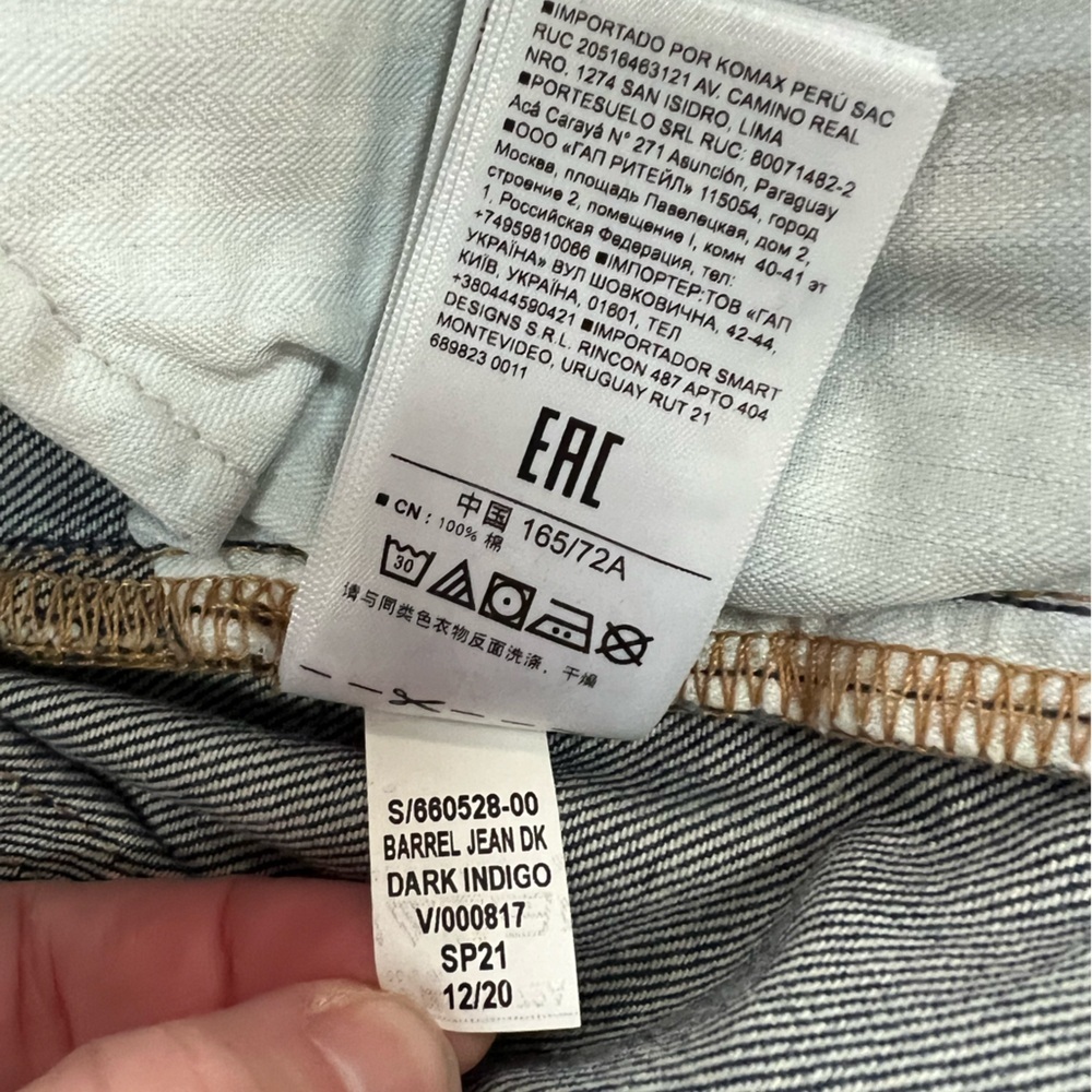Gap Denim High Rise Barrel Ankle Length Jeans in Dark Indigo Blue, size 28/6R - Picture 9 of 12
